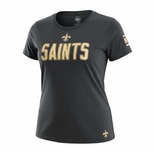 47 Brand Women's Black and Gold Saints Tee